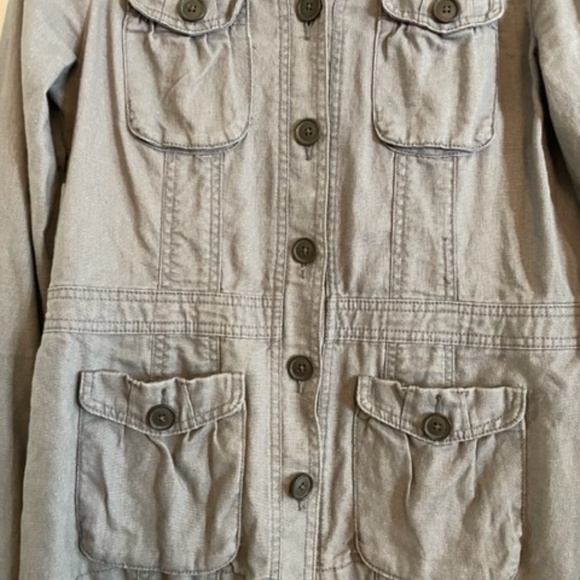 GAP Gray Linen-Blend Cargo Jacket, Size Medium - Picture 6 of 8